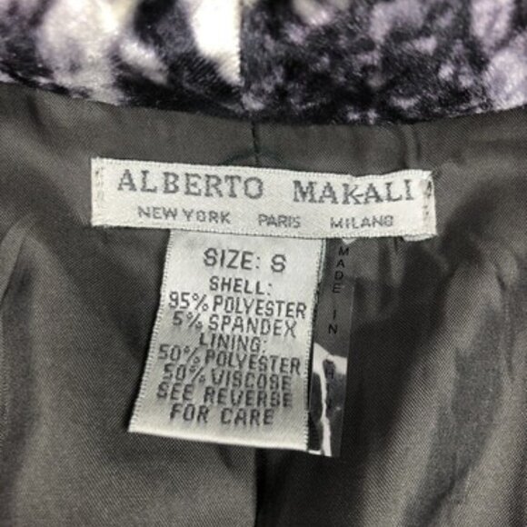 ALBERTO Makali Women’s Small Jacket Ruffled Laced Soft Two Button Floral BLK WH - Picture 2 of 8